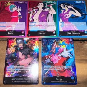 One Piece TCG Black Beard, Buggy Alt Leader lot - Sugar, Smoker and Boa Hancock